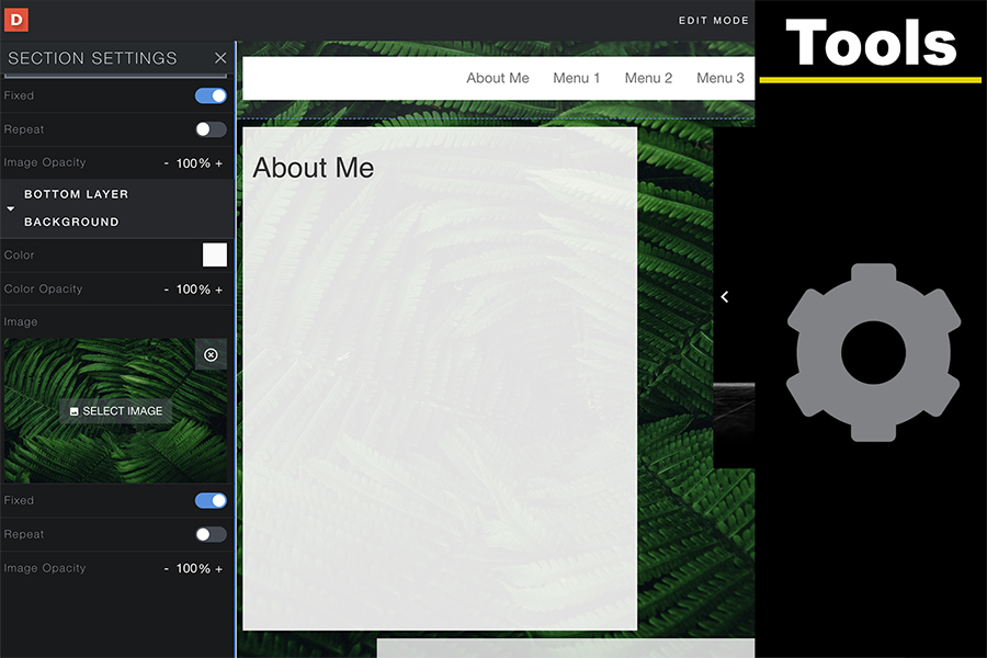 Preview of layered background sections used for parallax scrolling.