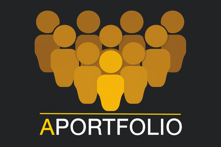 Aportfolio logo with stylized group of people icons