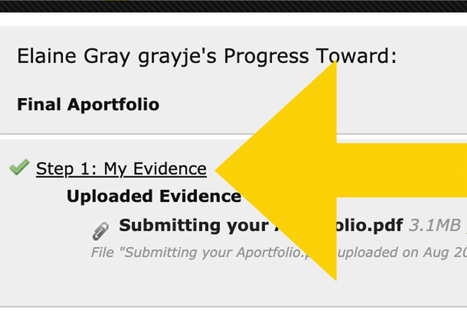 Assignment steps list with a specific step selected for clearing the submission.