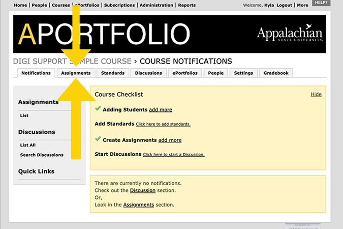 Course navigation showing the Assignments tab selected.