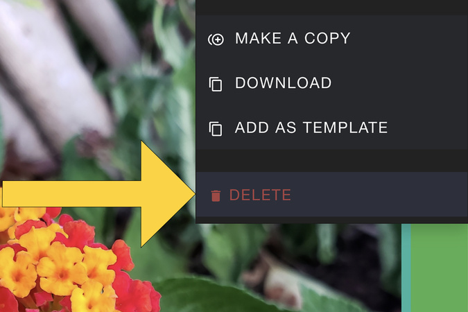 Delete option selected from the settings menu for removing an Aportfolio.