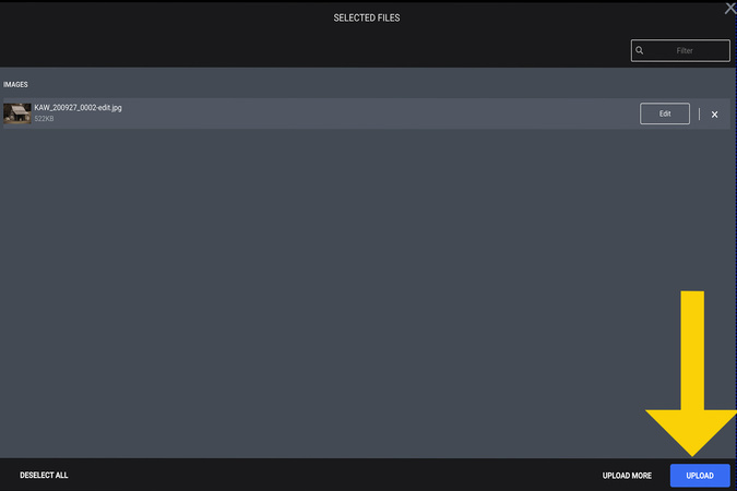 Image preview displayed with Upload button ready to complete directory icon update.