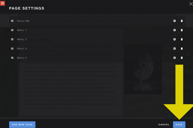 Screenshot showing the Save button to confirm navigation changes.