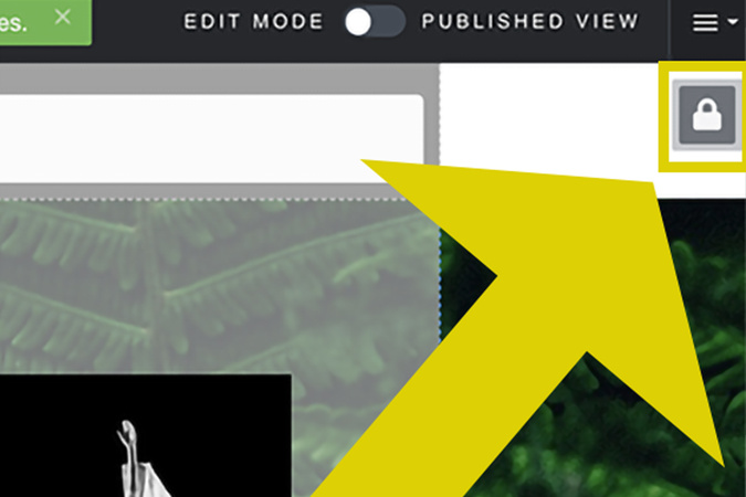 Screenshot highlighting the lock icon used to unlock the header for editing.