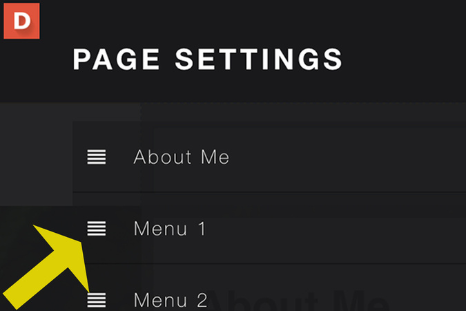 Screenshot showing the hamburger icon used to drag pages to a new order.