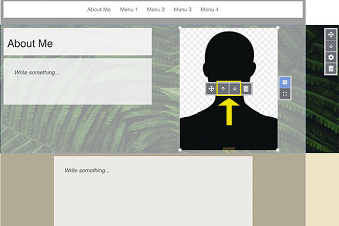 Single arrow icon visible on content item for moving it between sections.