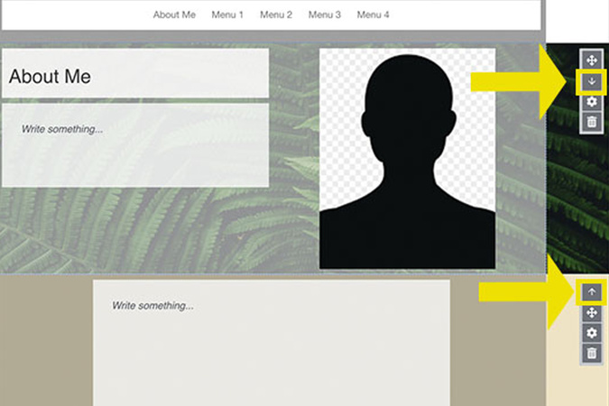 Organize view showing section order controls using single arrow icons.