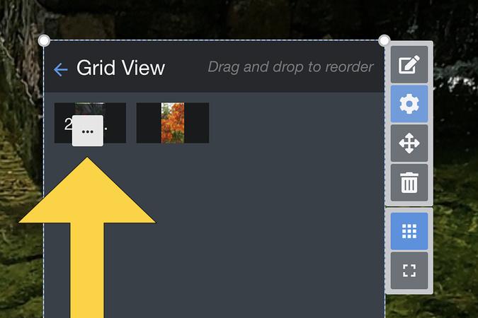 Gallery image thumbnail with three‑dot menu visible for image management options.