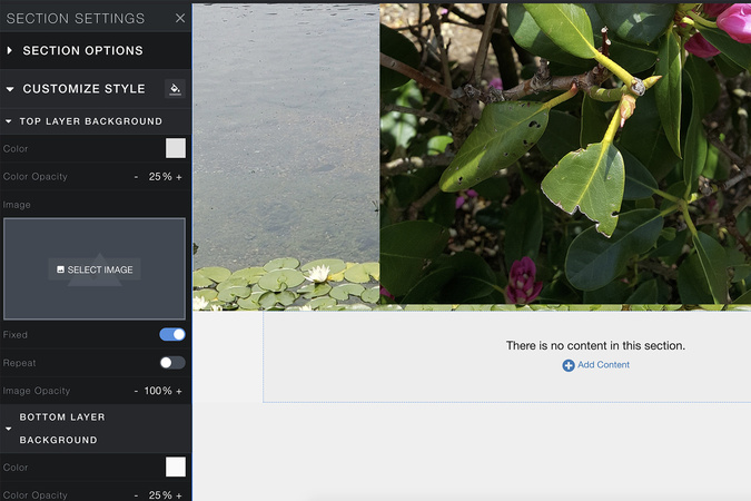 Screenshot showing multiple page sections that require the same background setup.