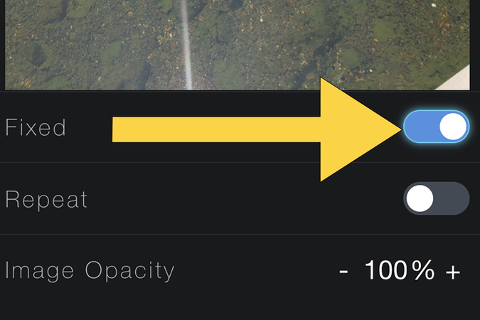 Screenshot showing the fixed background option enabled for consistent background alignment.