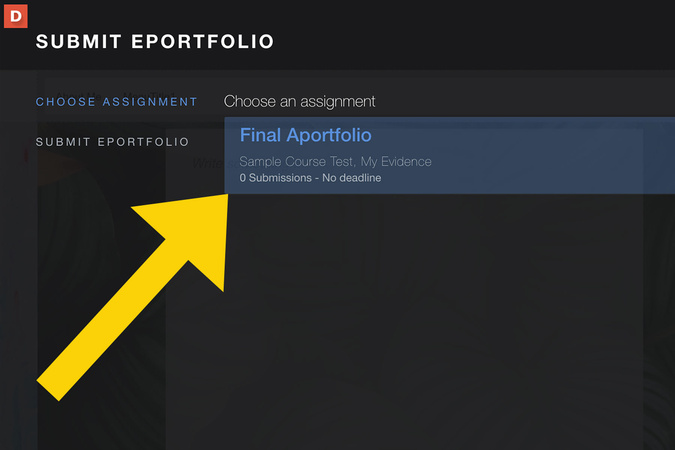 Assignment selection list showing assignment titles with corresponding course names.