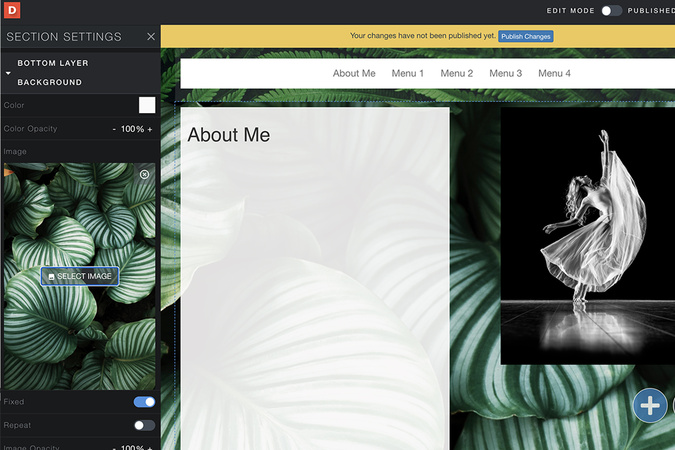 Aportfolio page with upload options shown for adding the downloaded Unsplash photo.
