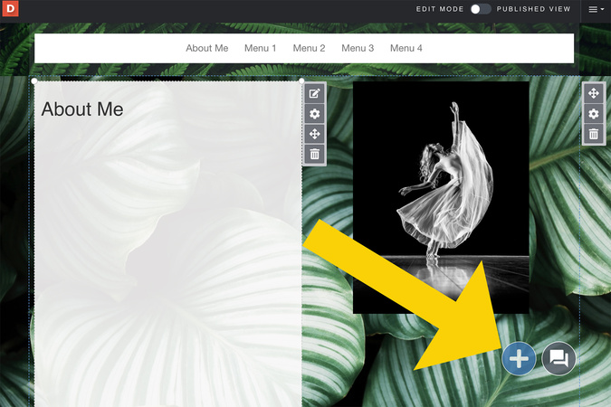 Interface showing a blue plus button highlighted, indicating where to click to add a new item.