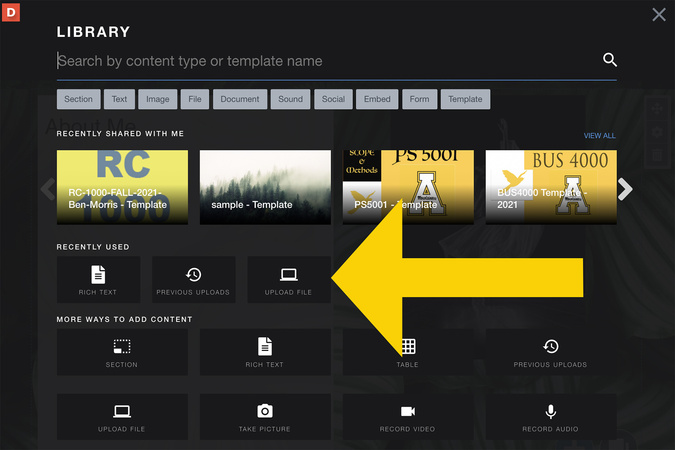 Interface showing a blue plus button highlighted, indicating where to click to add a new item.