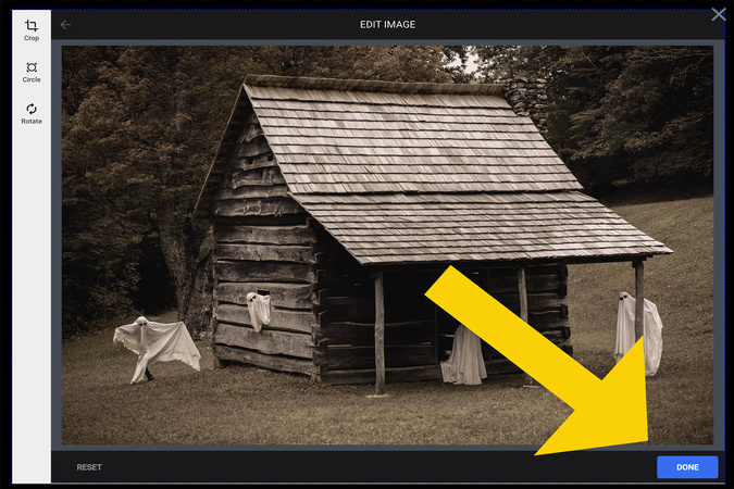 Bottom right of the editor with the Done button selected after finishing image edits.