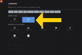 Upload options screen showing selection for uploading a file from a computer.