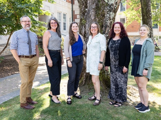 Pictured are App State WAC team members: Miles Britton, Kelly Terzaken, Julie Karaus, Dr. Sarah Zurhellen, Dr. Beth Carroll, and Maddie Gorniak.